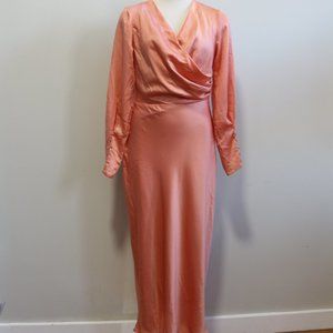 C/MEO Collective | Obsessions Long Sleeve Midi Dress in Coral